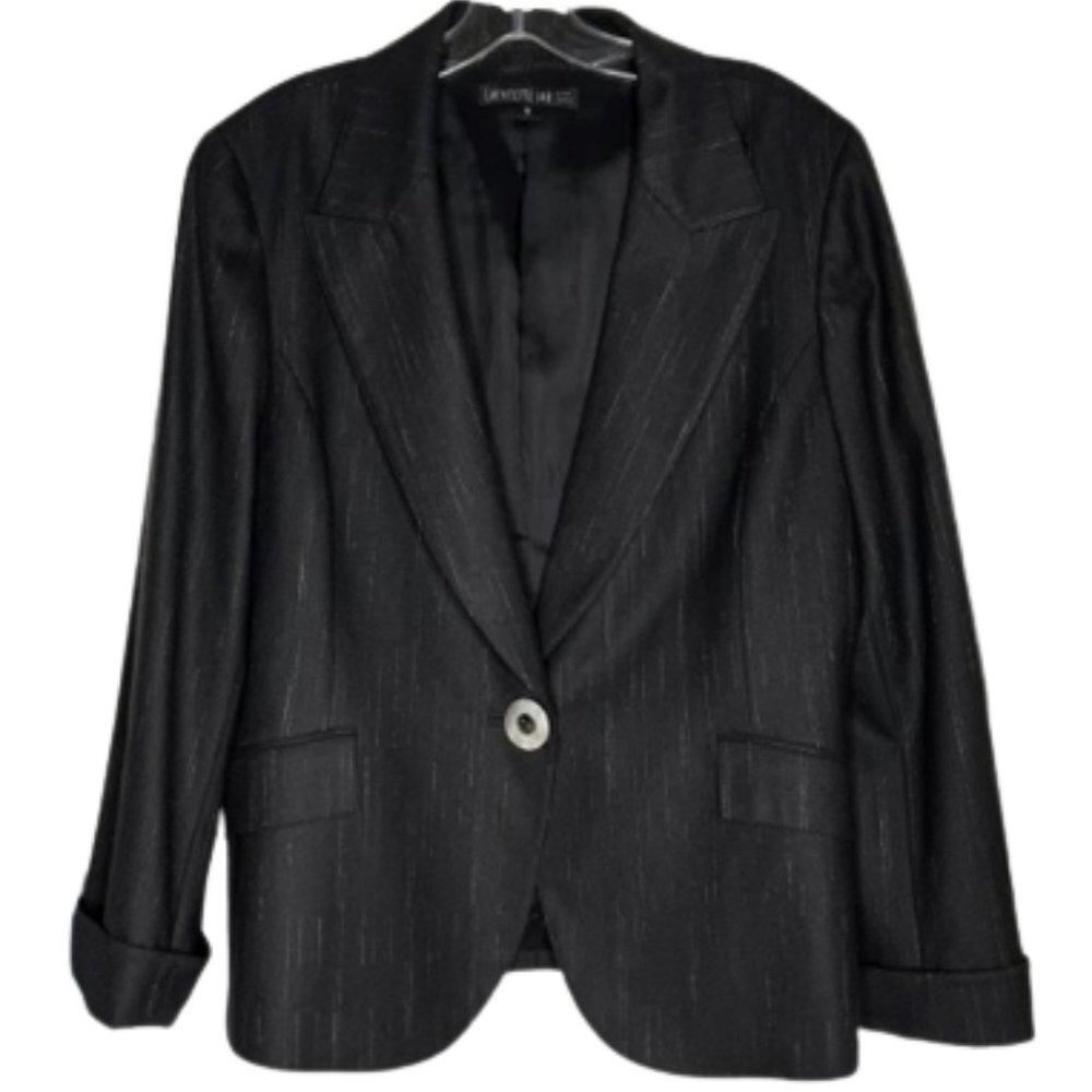 Lafayette 148 Virgin Wool Blazer Black w/ Silver Accents - 12